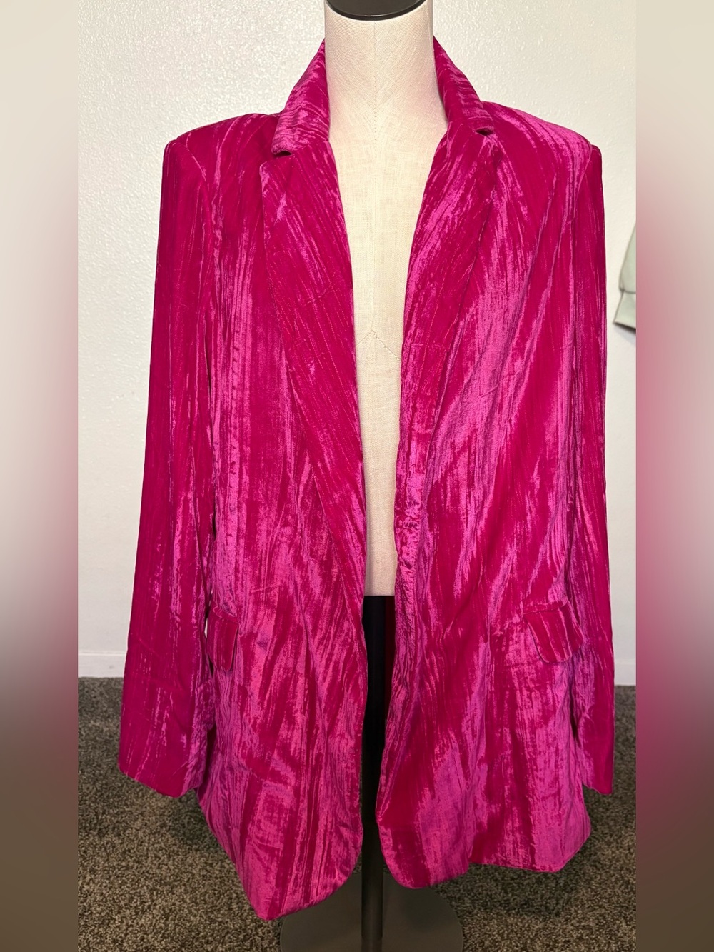 Nasty Gal Hot Pink Velvet Blazer